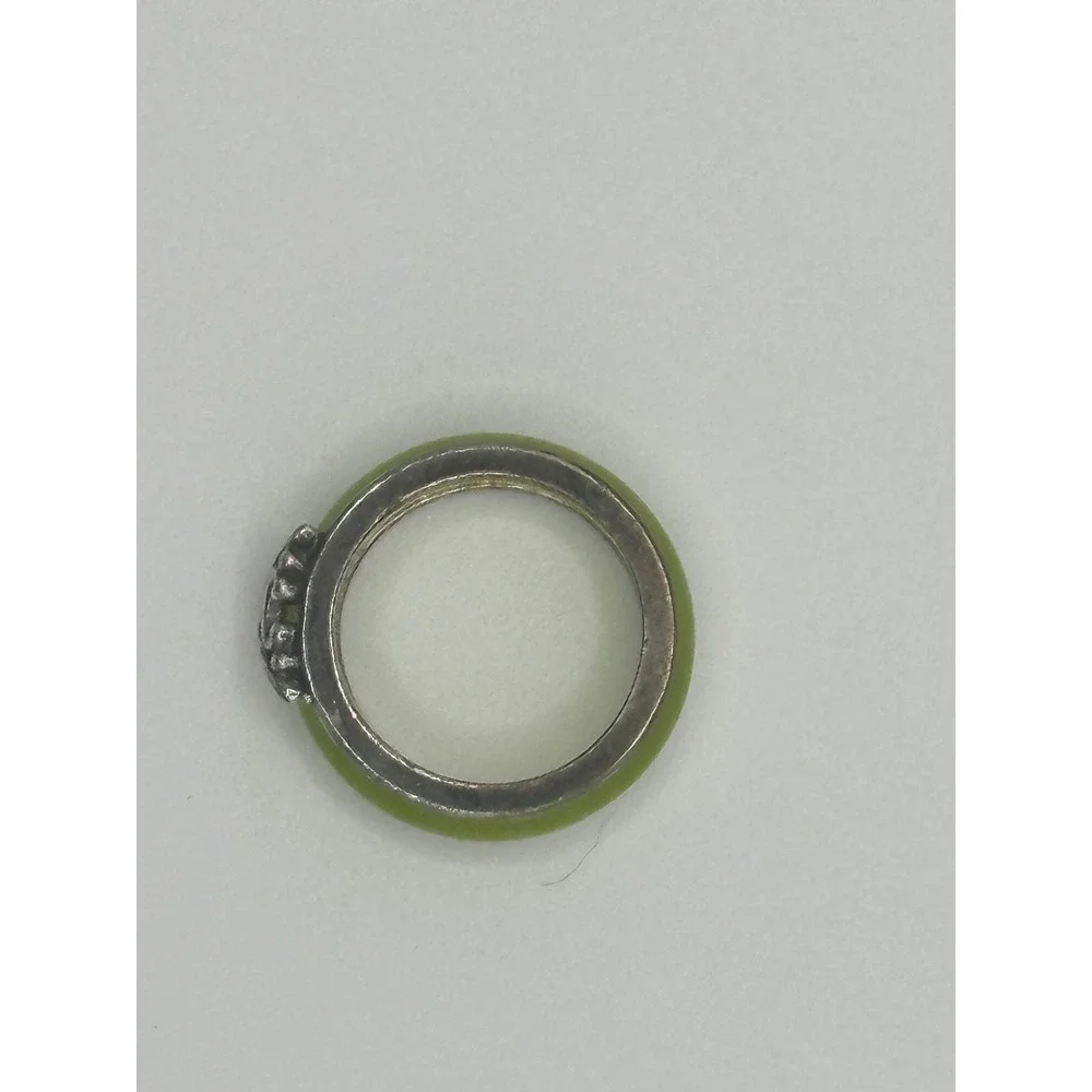 Set of 3 Resin and Silver Tone Stackable Rings Pink Blue Lime Green Size 6.0